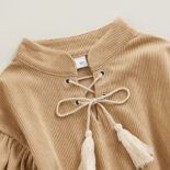 Autumn Children's Clothing Baby Corduroy Tether Long Sleeve Triangle One-piece Clothes - Image 3