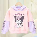 Autumn Girls Long Sleeve Color-Blocked Fleece Hooded Sweatshirt Set Style Casual and Versatile Two-Piece Pair Girls Kids - Image 9
