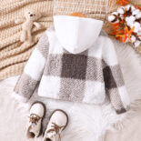 Children's Clothing New Autumn and Winter Plaid Plush Hooded Jacket for Girls for Elementary and Secondary Children - Image 2