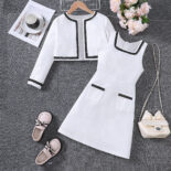 Children's Clothing Medium and Big Children's New Girls Autumn and Winter Styles Small Fragrance Jacket Vest Skirt Set