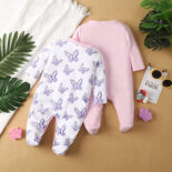 Baby Comfort Spring and Autumn Cotton Long Sleeves with Feet Long Climbing Two-piece Crawling Suit Body Suit - Image 2