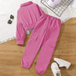 Girls Athleisure Set Autumn New Children's Clothing Style Long Sleeve Jacket Cargo Pants Children's Two-Piece Set - Image 2