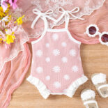 Children's clothing flower tether sling open one-piece toddler crawling clothes baby girl summer new style - Image 2