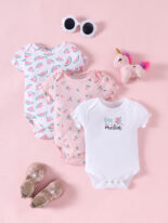 small fresh light color small flower series baby baby three sets spot triangle butt wrap clothes - Image 2