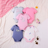 New baby cute print pattern triangle Ha suit one-piece five-piece set - Image 3