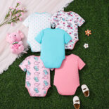 New baby cute print pattern triangle Ha suit one-piece five-piece set - Image 2