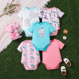 New baby cute print pattern triangle Ha suit one-piece five-piece set