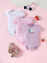 small fresh light color small flower series baby baby three sets spot triangle butt wrap clothes - Image 3